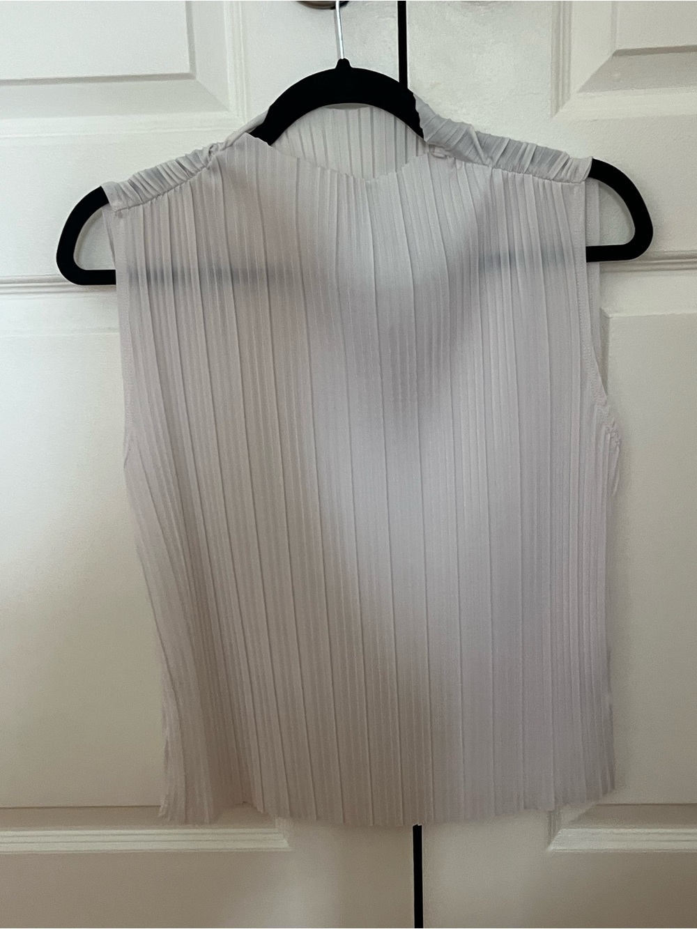 Reformation White Pleated Sleeveless Shell Top